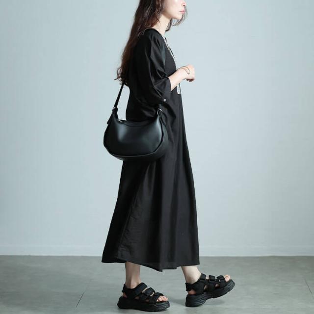 エスニック刺繍キーネックインド綿ワンピース