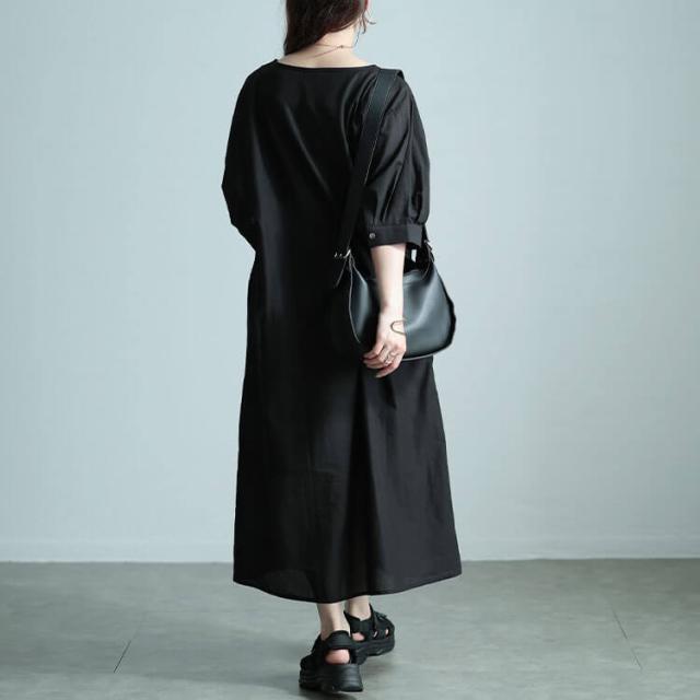 エスニック刺繍キーネックインド綿ワンピース