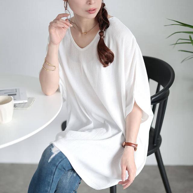 楊柳Vネックドルマンチュニック