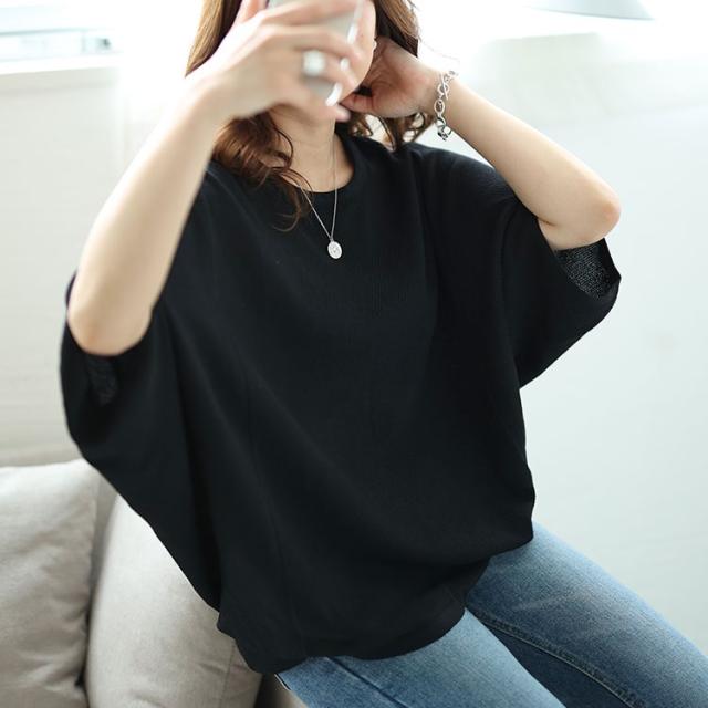 変形スリーブワイドドルマンニット