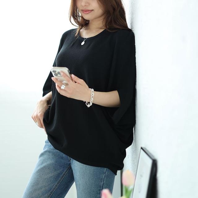 変形スリーブワイドドルマンニット