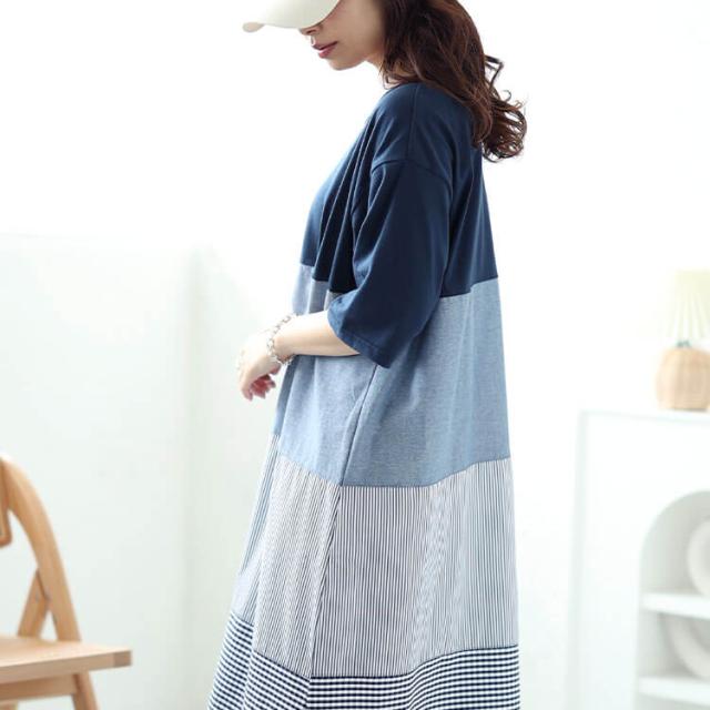 異素材切り替えワンピース