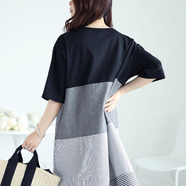 異素材切り替えワンピース