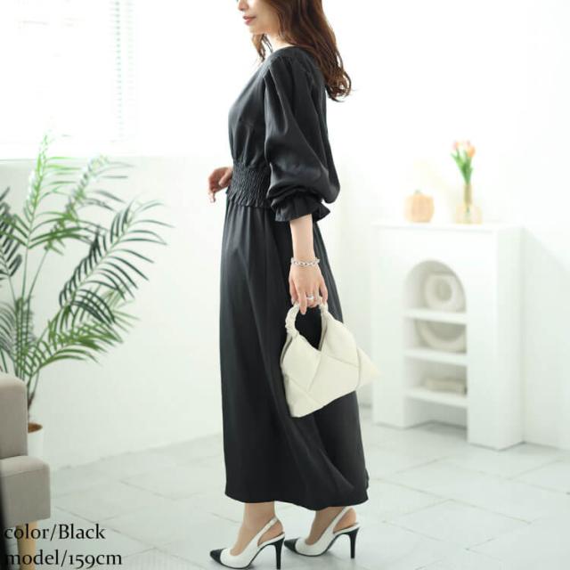 ハートネックウエストシャーリングワンピース