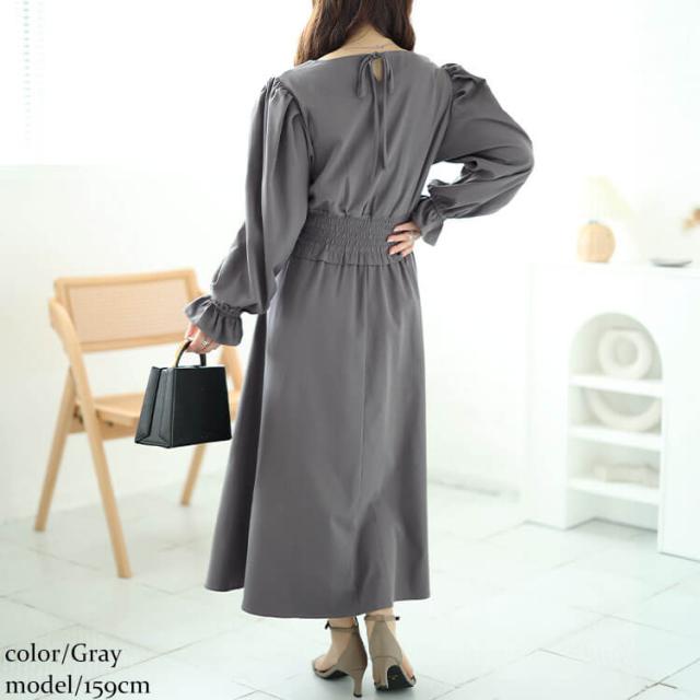ハートネックウエストシャーリングワンピース