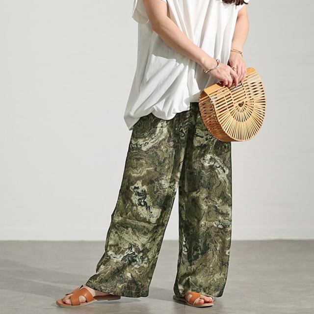 ニュアンス柄ワイドパンツ