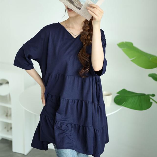 Vネックティアードチュニック