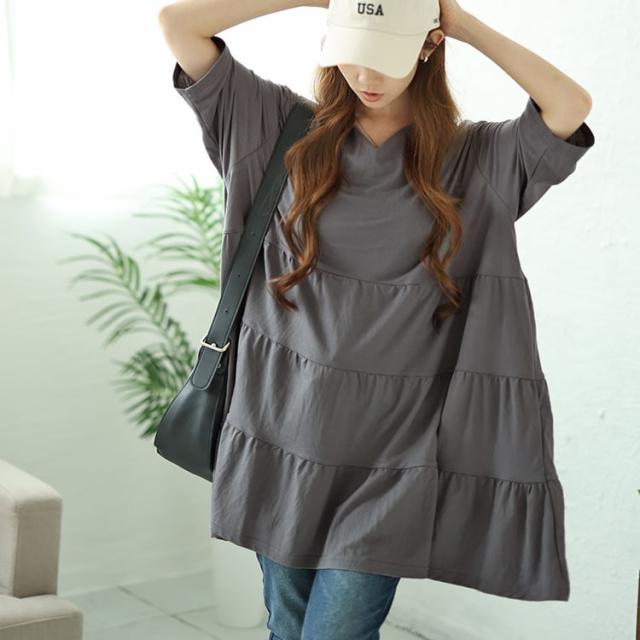 Vネックティアードチュニック