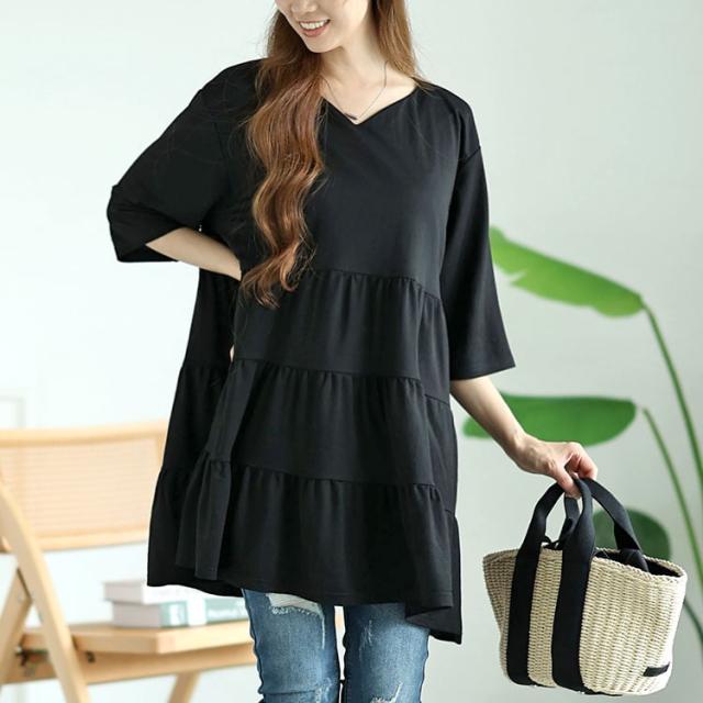 Vネックティアードチュニック