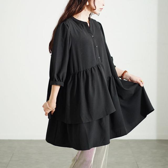 アシメティアードキーネックチュニック