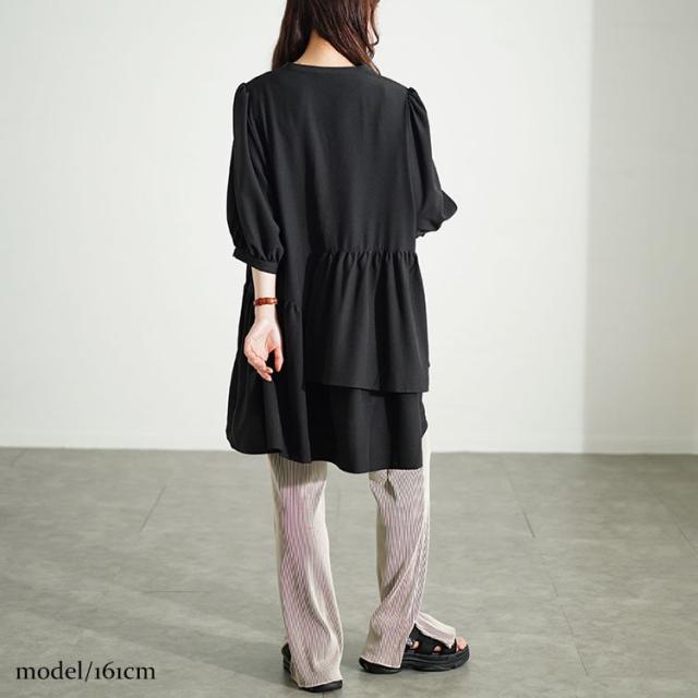 アシメティアードキーネックチュニック