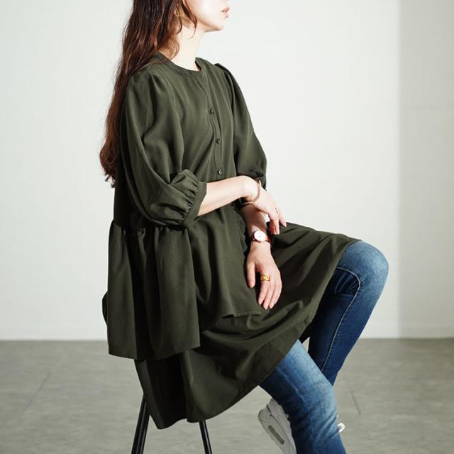 アシメティアードキーネックチュニック