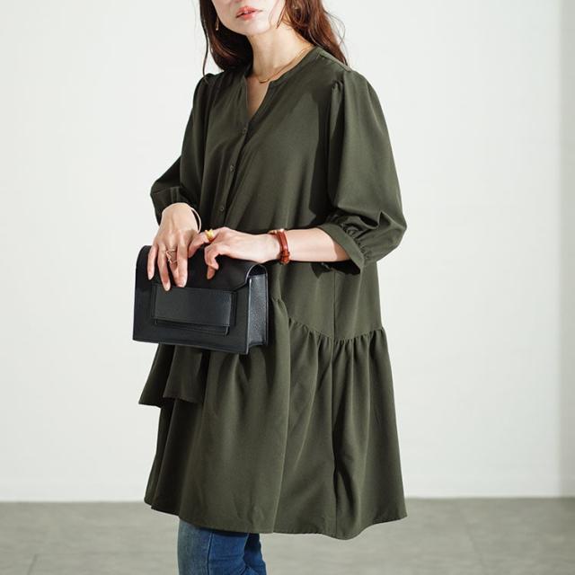 アシメティアードキーネックチュニック