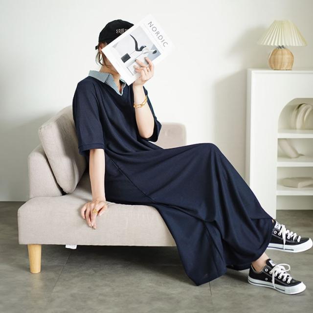 シャツドッキングワッフルワンピース