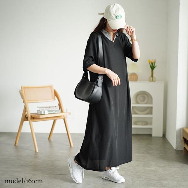 シャツドッキングワッフルワンピース