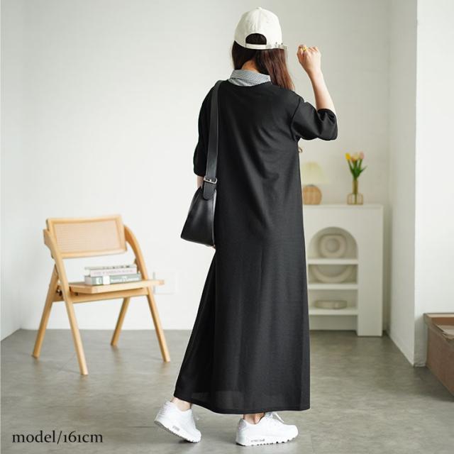 シャツドッキングワッフルワンピース