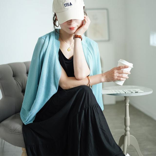 透かし編みボレロ&ティアードワンピースセット