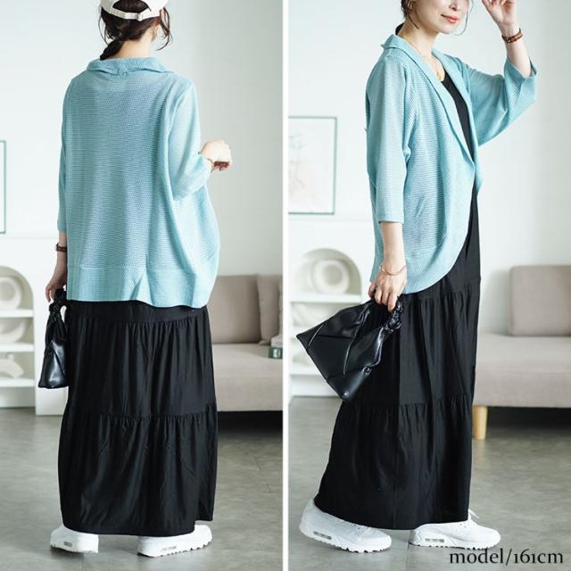 透かし編みボレロ&ティアードワンピースセット