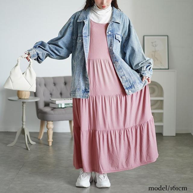 透かし編みボレロ&ティアードワンピースセット