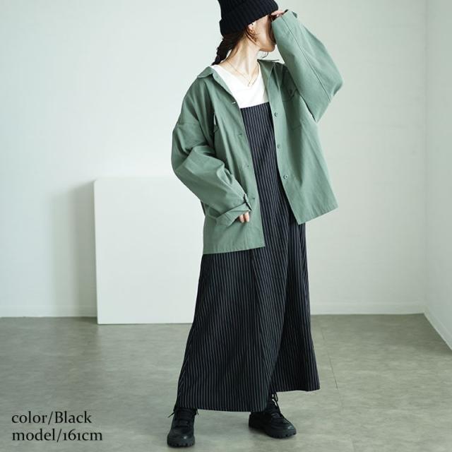 ピンストライプフレアキャミワンピース