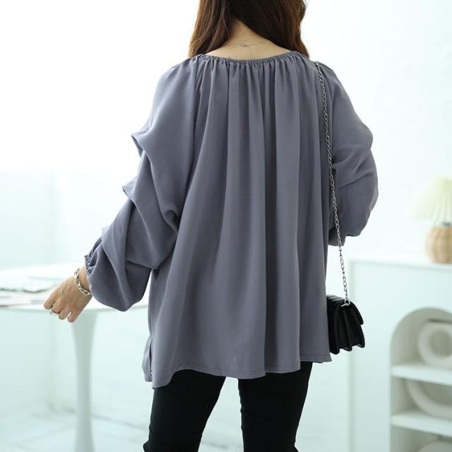 2wayギャザーネックタックボリュームスリーブプルオーバー