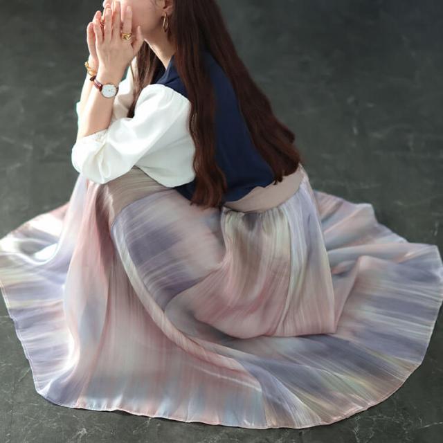 オーロラオーガンジーフレアスカート