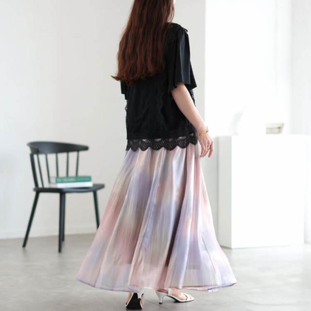 オーロラオーガンジーフレアスカート