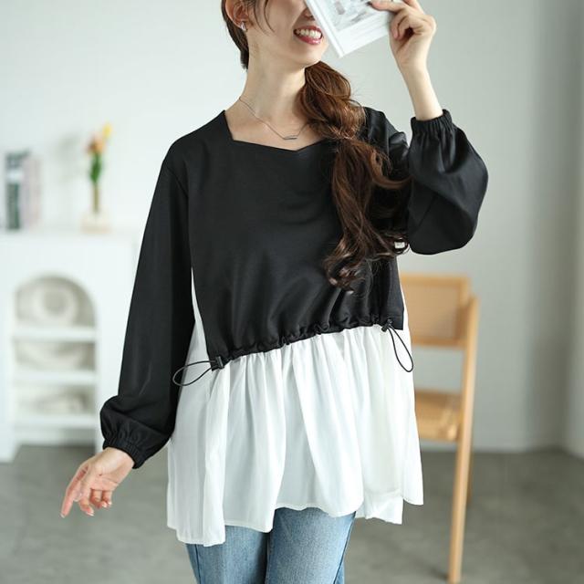 フロントドロストフェイクレイヤードチュニック