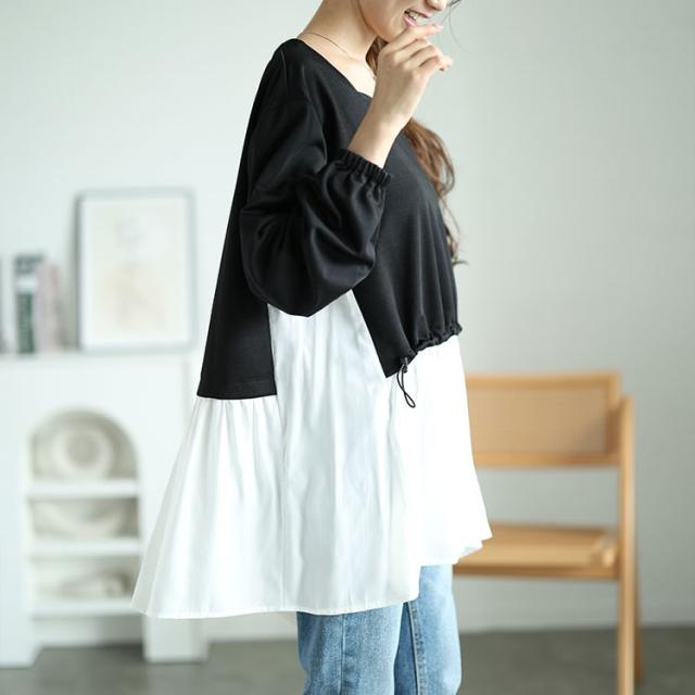 フロントドロストフェイクレイヤードチュニック