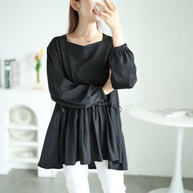 フロントドロストフェイクレイヤードチュニック