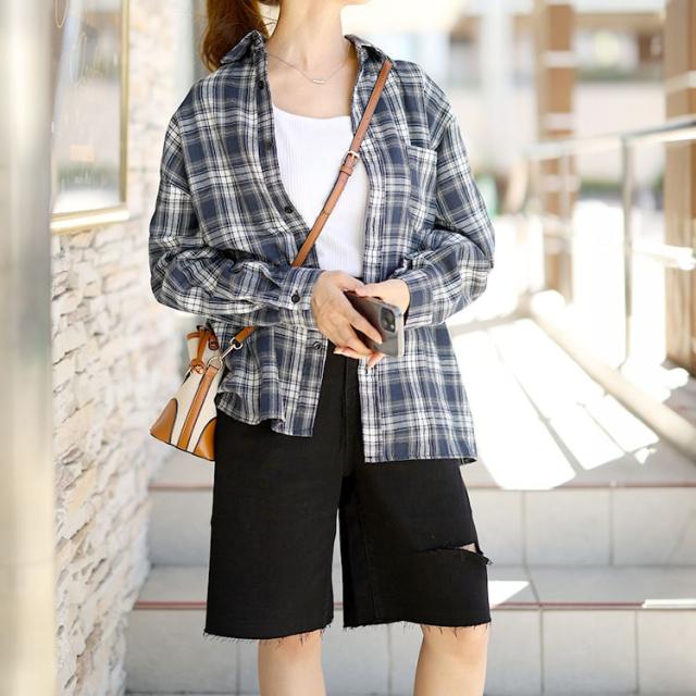 カットアウトデニムハーフパンツ