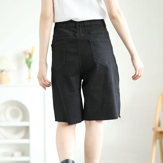 カットアウトデニムハーフパンツ