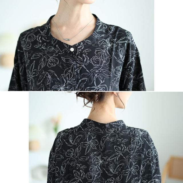 ギャザー切り替え花柄マキシワンピース