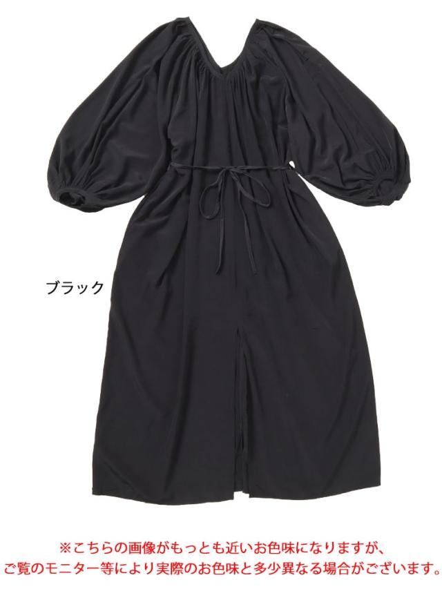 前後2wayバルーン袖Vネックワンピース
