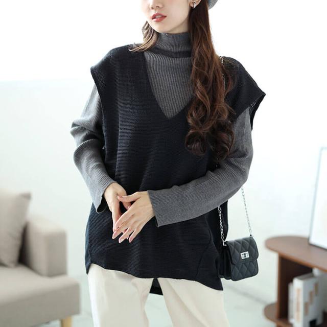 深Vネック後ろタックコクーンベスト