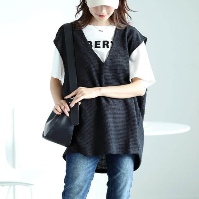 深Vネック後ろタックコクーンベスト