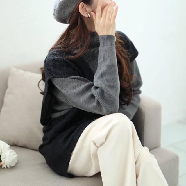 深Vネック後ろタックコクーンベスト