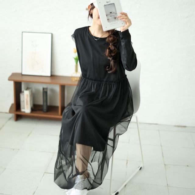 チュールワンピース＆カットソーワンピース2点セット