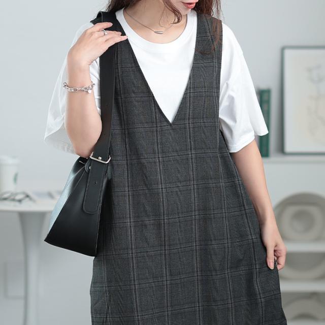 グレンチェックマーメイドジャンパースカート