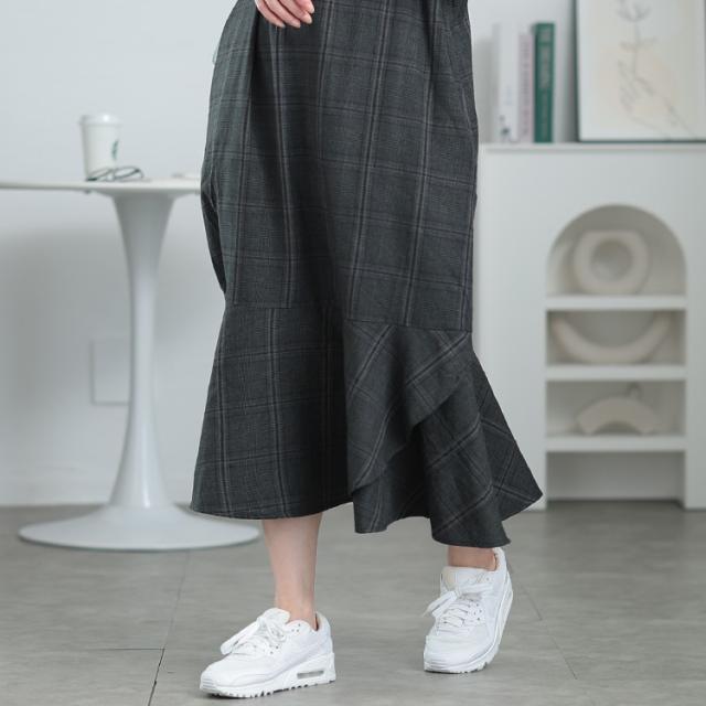 グレンチェックマーメイドジャンパースカート