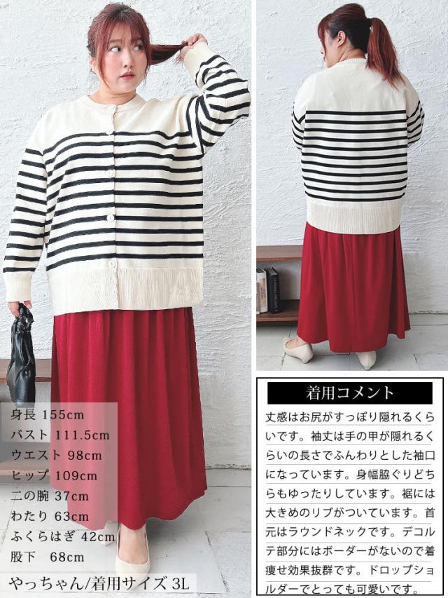 ラウンドネックパネルボーダーカーディガン