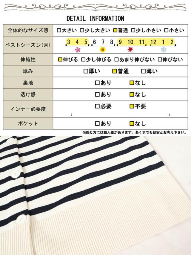 ラウンドネックパネルボーダーカーディガン