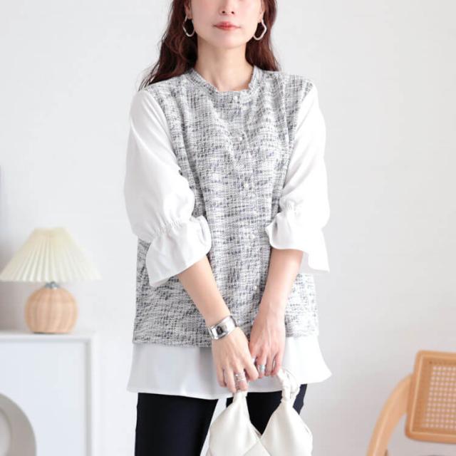 3wayツイードフェイクベストプルオーバー