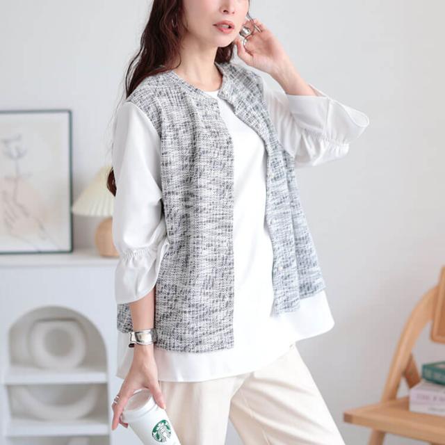 3wayツイードフェイクベストプルオーバー