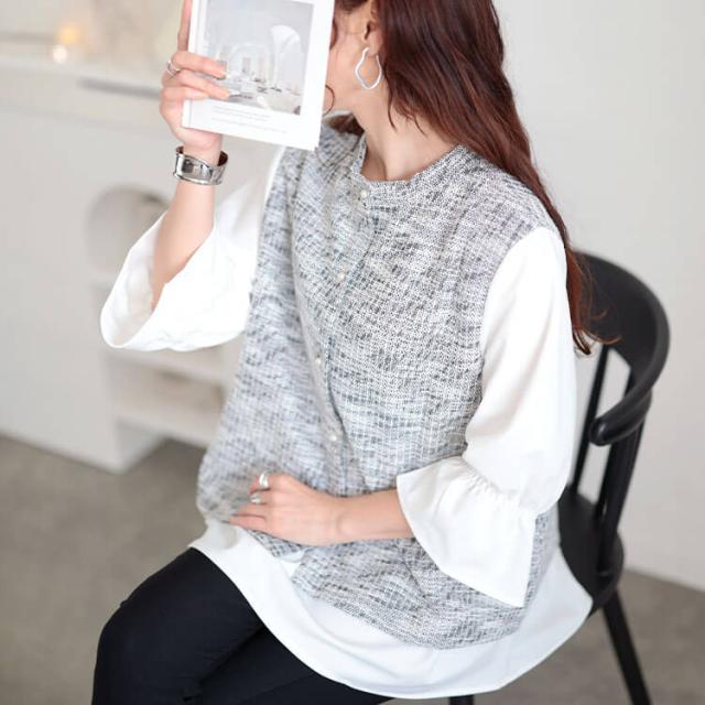 3wayツイードフェイクベストプルオーバー