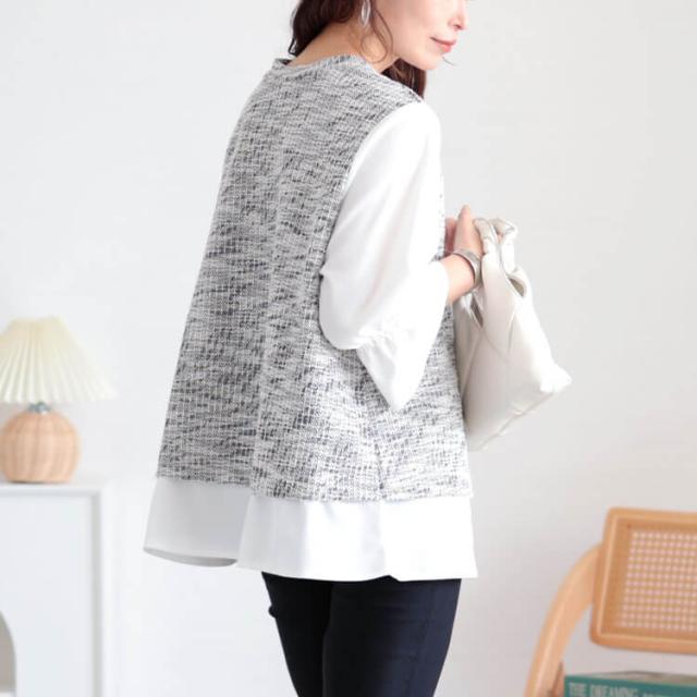 3wayツイードフェイクベストプルオーバー