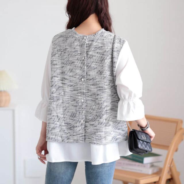 3wayツイードフェイクベストプルオーバー