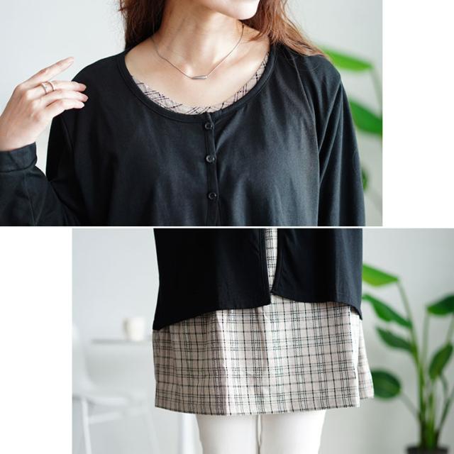 フェイクレイヤードチェックプルオーバー