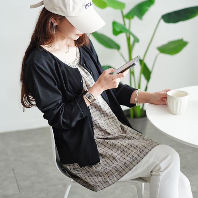 フェイクレイヤードチェックプルオーバー