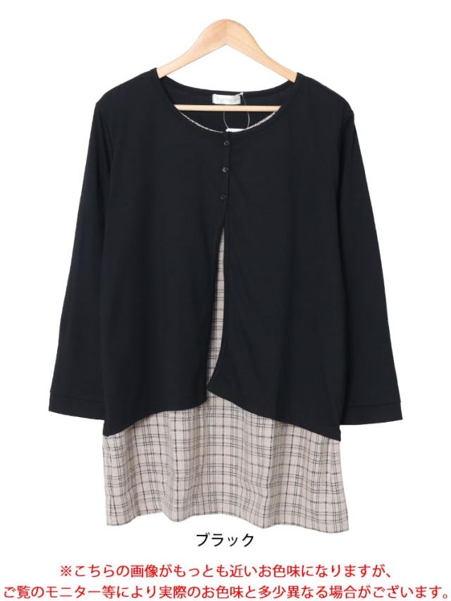 フェイクレイヤードチェックプルオーバー